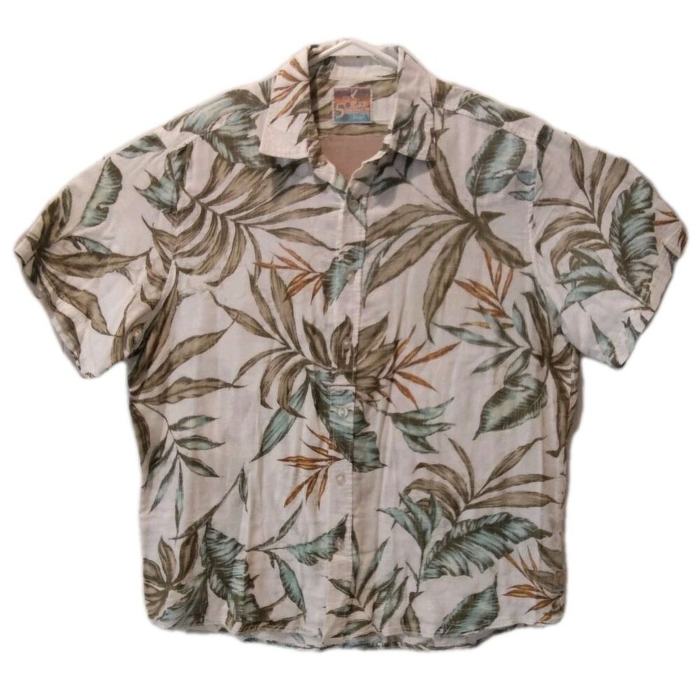 Margaritaville Button Up Hawaiian Shirt Its 5 o'clock Somewhere Mens L Floral